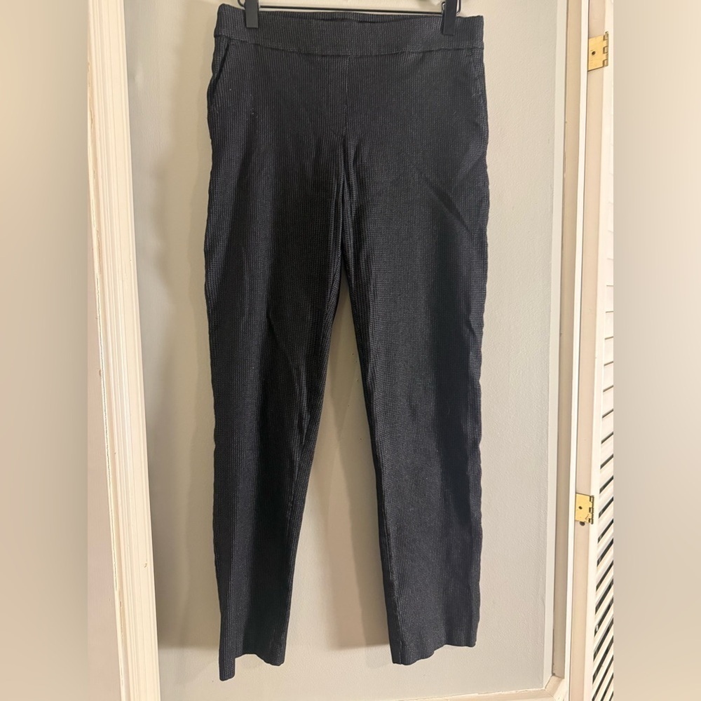 Hilary Radley Black Pinstripe Straight-Leg Pants Women’s Size Small